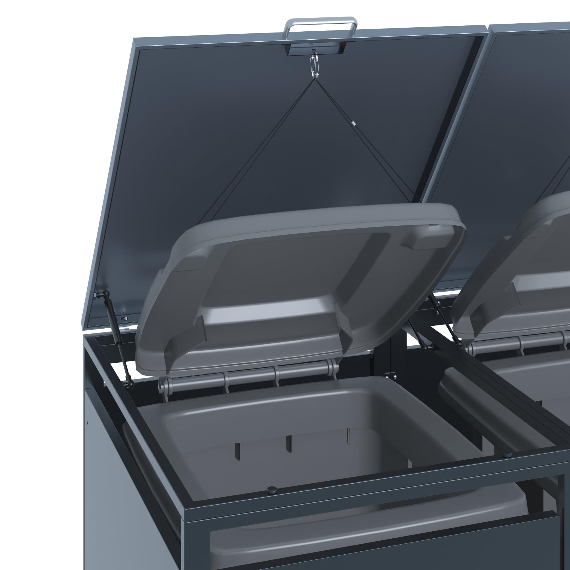 JOMO Mülltonnenbox 3-er 240L aus verzinktem Stahl in Anthrazit – Mülltonnenhaus für 240L Tonnen – Wetterfeste Mülltonnenverkleidung, stabile Müllbox mit Belüftung