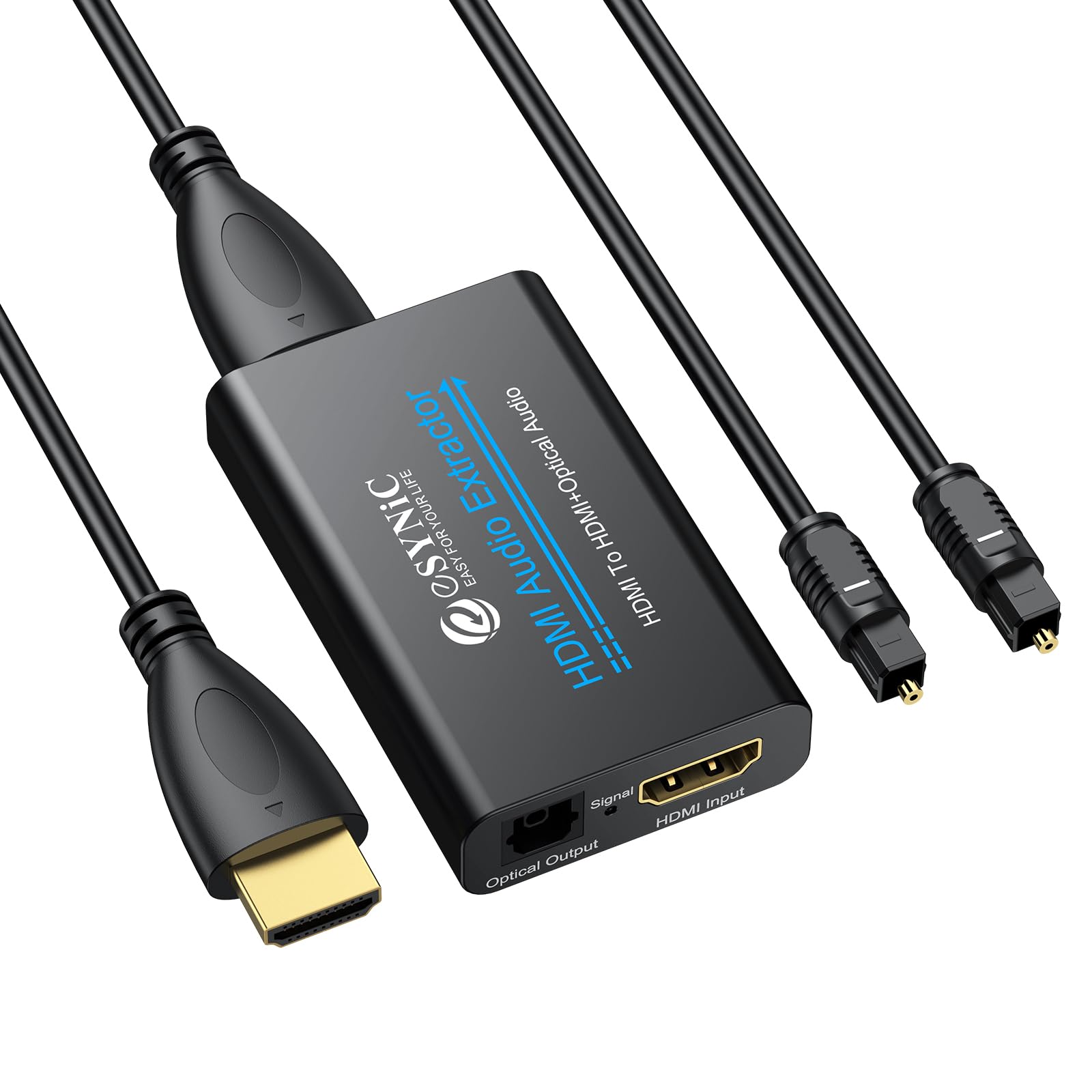 eSynic Extractor de Audio HDMI 4K@30HZ Con Adaptador Óptico - Compatible Con Dolby DST 1080P - Cable USB Para HDTV, BLU-Ray, PS5, Barra de Sonido