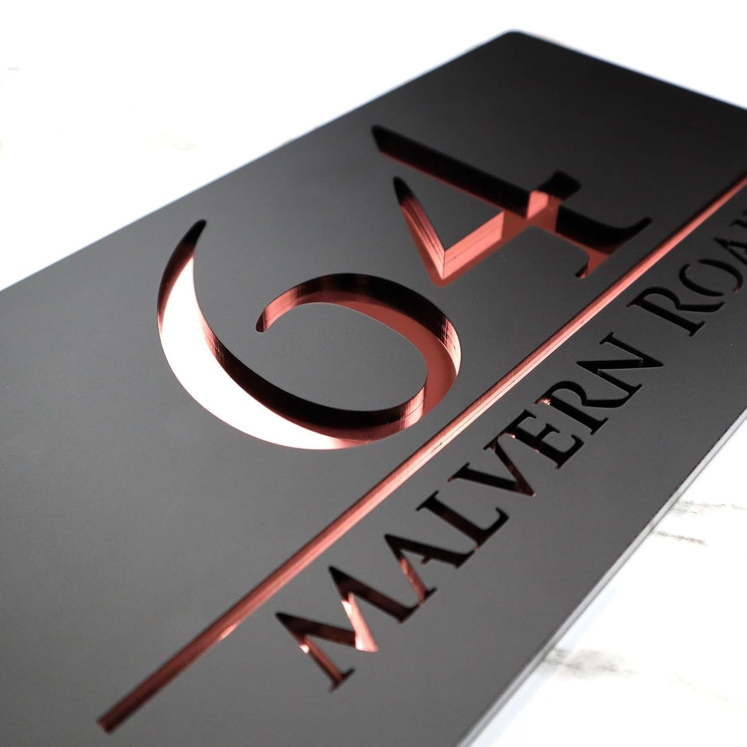 Personalized Acrylic Name Plate for Home Entrance 3D Letters Door Name Plates Home Office Outdoor Entrance 15x30 cm Stylish Durable (Black Rose Gold) 4