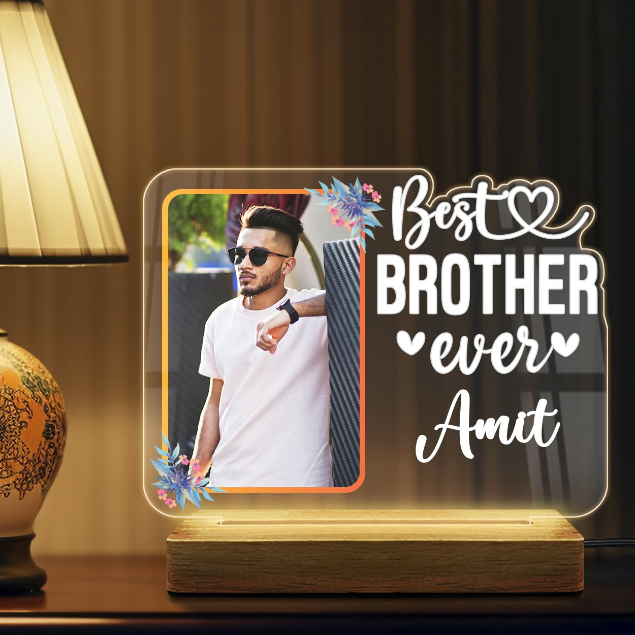 Fashionury Personalized LED Raksha Bandhan Brother - Sister Design Lamp Gift – Customized Acrylic LED Lamp with Photo, Name Unique Rakhi Gift Idea for Brother, Siblings-picture-11