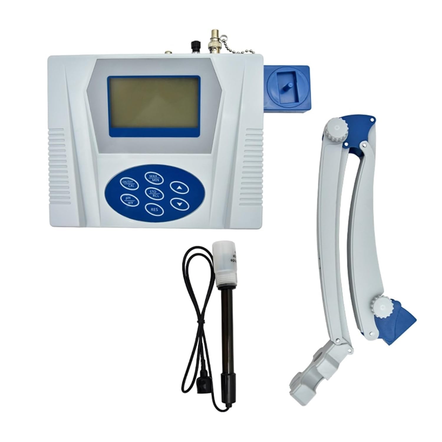 Medidor digital de pH con compensación de temperatura, alta precisión para uso en laboratorio y acuario, rango de 0-14.00 pH, resolución 0.1/0.01 pH, diseño de mesa
