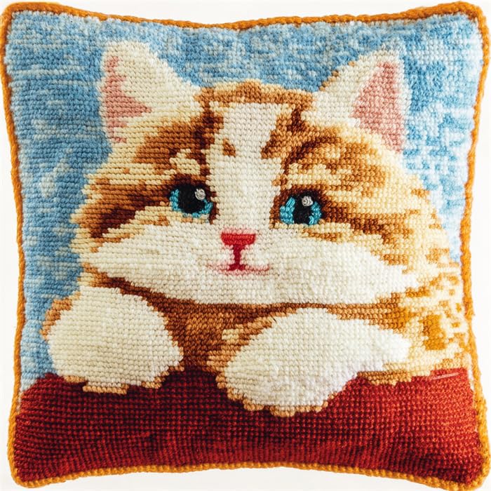 Housse de coussin à crocher chat mignon pour décoration salon et sofa