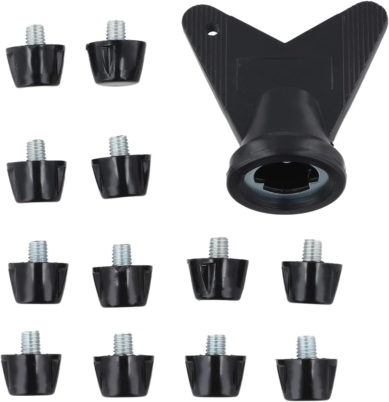 12pcs Stable Football Boot Studs for Rugby and Hiking Shoes, Replacement Studs with 5mm Thread, NonSlip Metal and Plastic Components, Wrench (9MM)