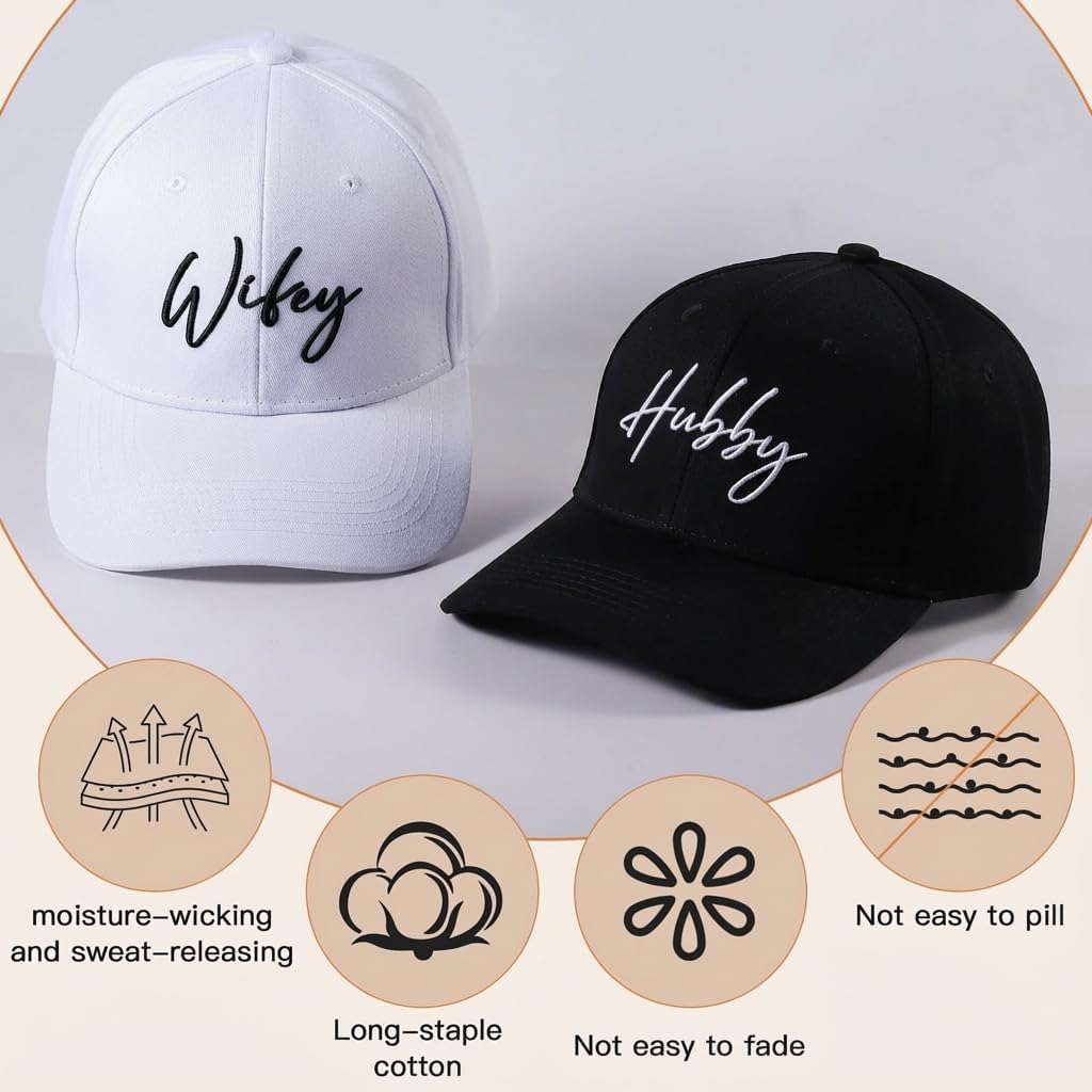 Wedding Gifts for Couples 2026, Bridal Shower Gifts, Hubby and Wifey Hat, Gift for Honeymoon Engagement Newlywed - Image 4