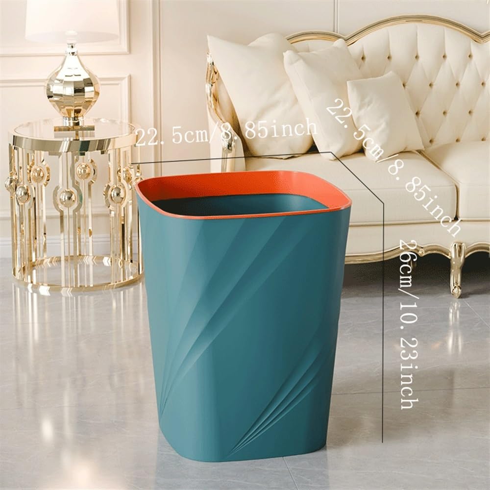 Cubo de Basura para Oficina Papelera, Plástico, Cuadrada, Sin Tapa, con Aro de Compresión, Papelera for Casa Cocina Oficina, Grande/Pequeña, Verde y Negra, Paquete de Dos. Cubo de Reciclaje(Pequeño)