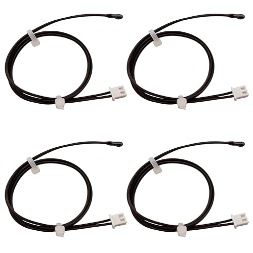 Vista 8 de 4 piezas de sonda de termistor NTC de 10 K, sonda de temperatura para aire acondicionado de 15.7 pulgadas, sensor de temperatura sensible de cobre