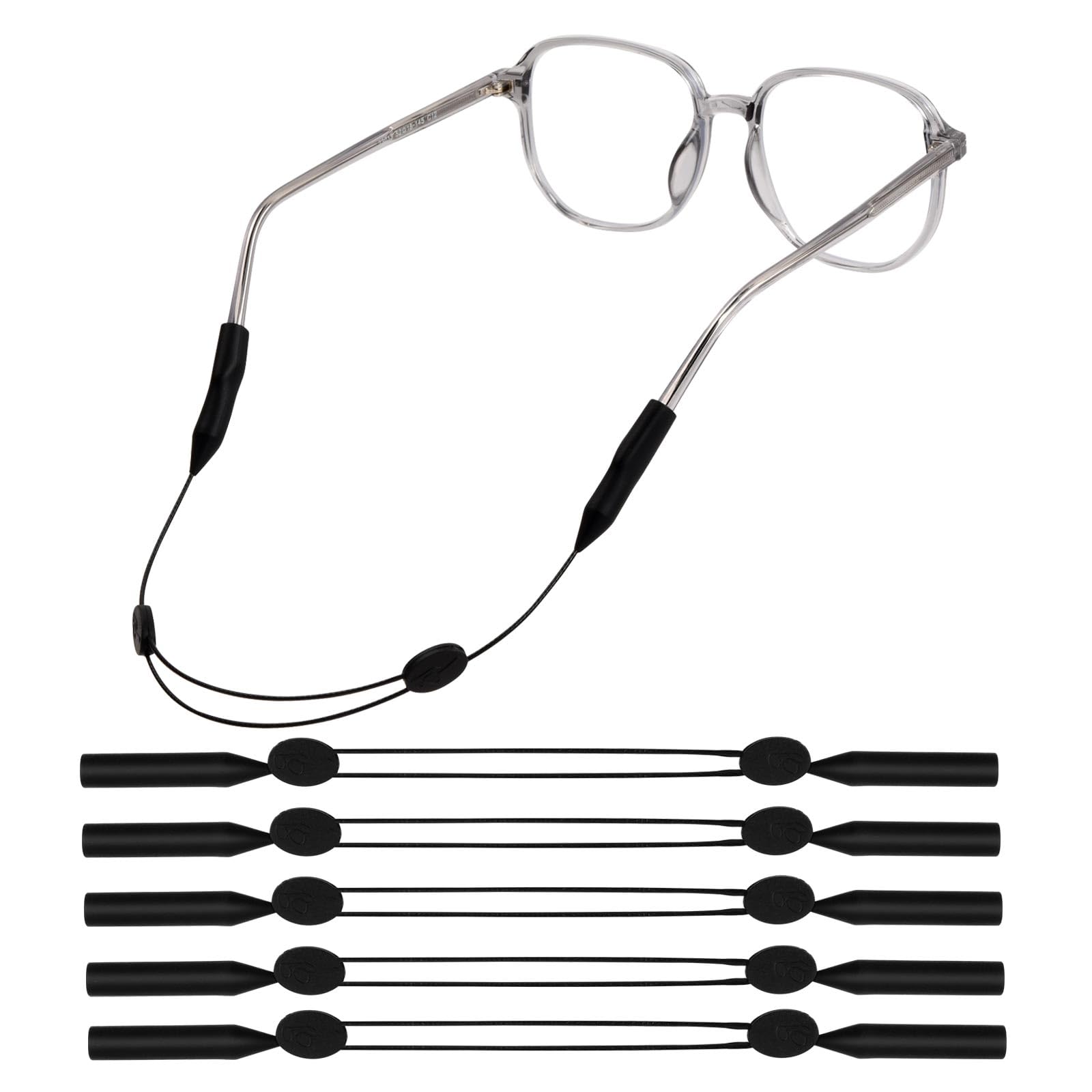 Pinsheng 5 Correas Ajustables para Gafas Cordón de Silicona Impermeable para Gafas Cordón Universal para Gafas Deportivas Soporte para Cuerdas de Gafas de Seguridad Cadenas y Cordones de Gafas (negro)