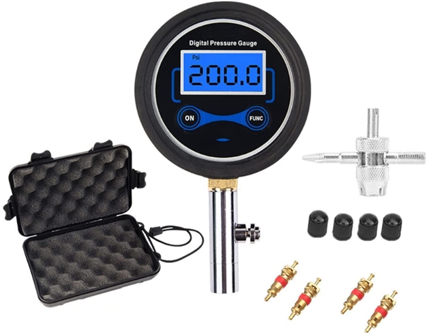 Inflador de neumáticos de Aire para Bicicleta de Coche con manómetro Digital 200PSI LCD presión (F)