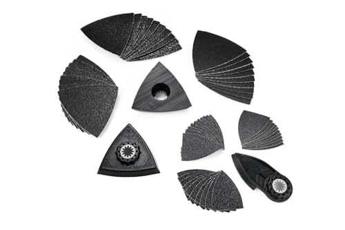 Fein Best of Starlock Sanding (63 teiliges Zubehör-Set für Multitools, Aufnahme Starlock, 2 Schleifplatten, 1 Schleiffinger, Schleifblätter K 60, 80, 120) 35222967040