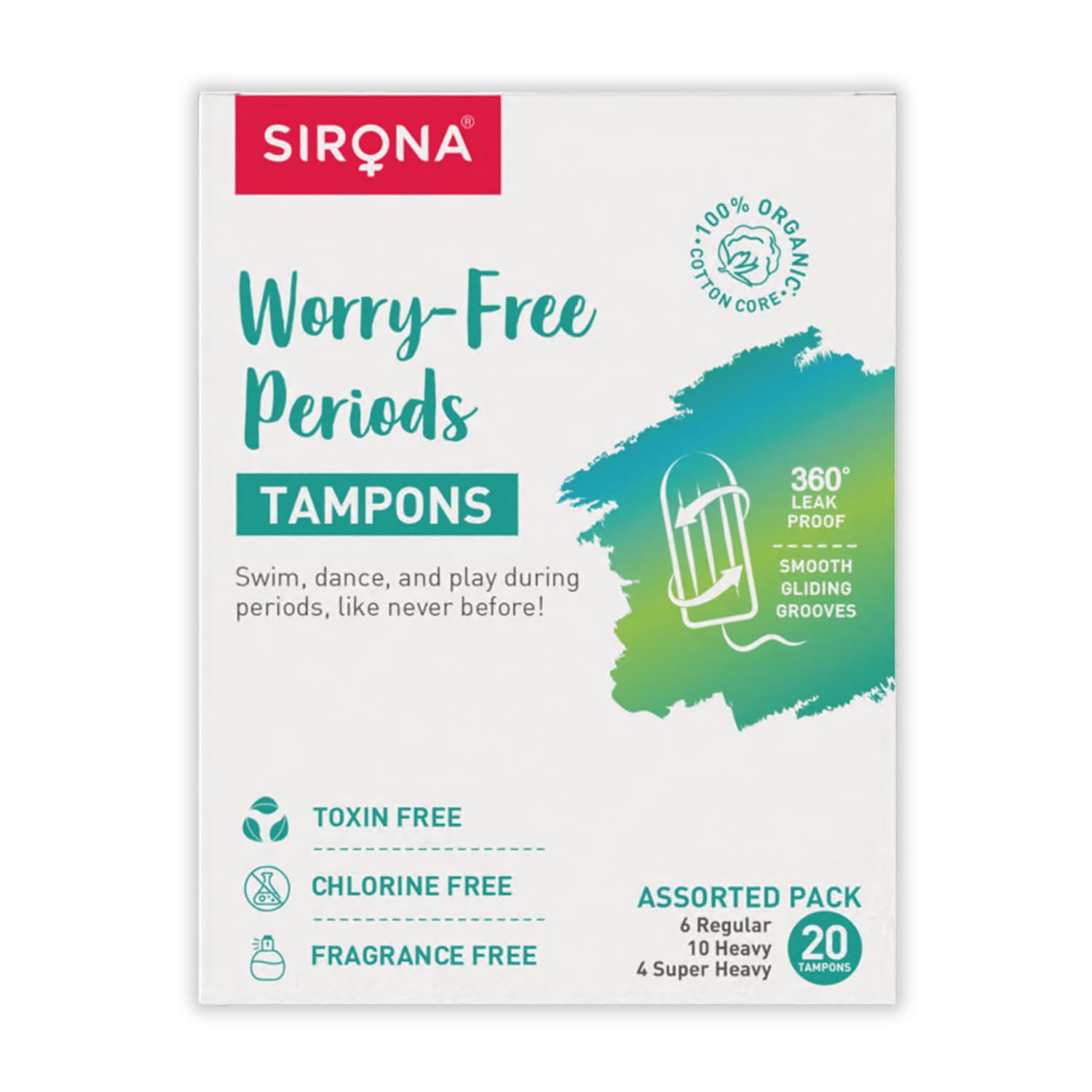 Sirona Fda Approved Mix Flow Tampons With Applicator For Regular And Heavy Flow - 8 Tampons