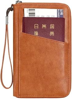 [MODONG] パスポートケース スキミング防止 多機能収納ポケット クレジットカード 航空券 エアチケット PU合成レザー 軽量 便利グッズ 海外旅行 家族旅行 (茶色) [並行輸入品]