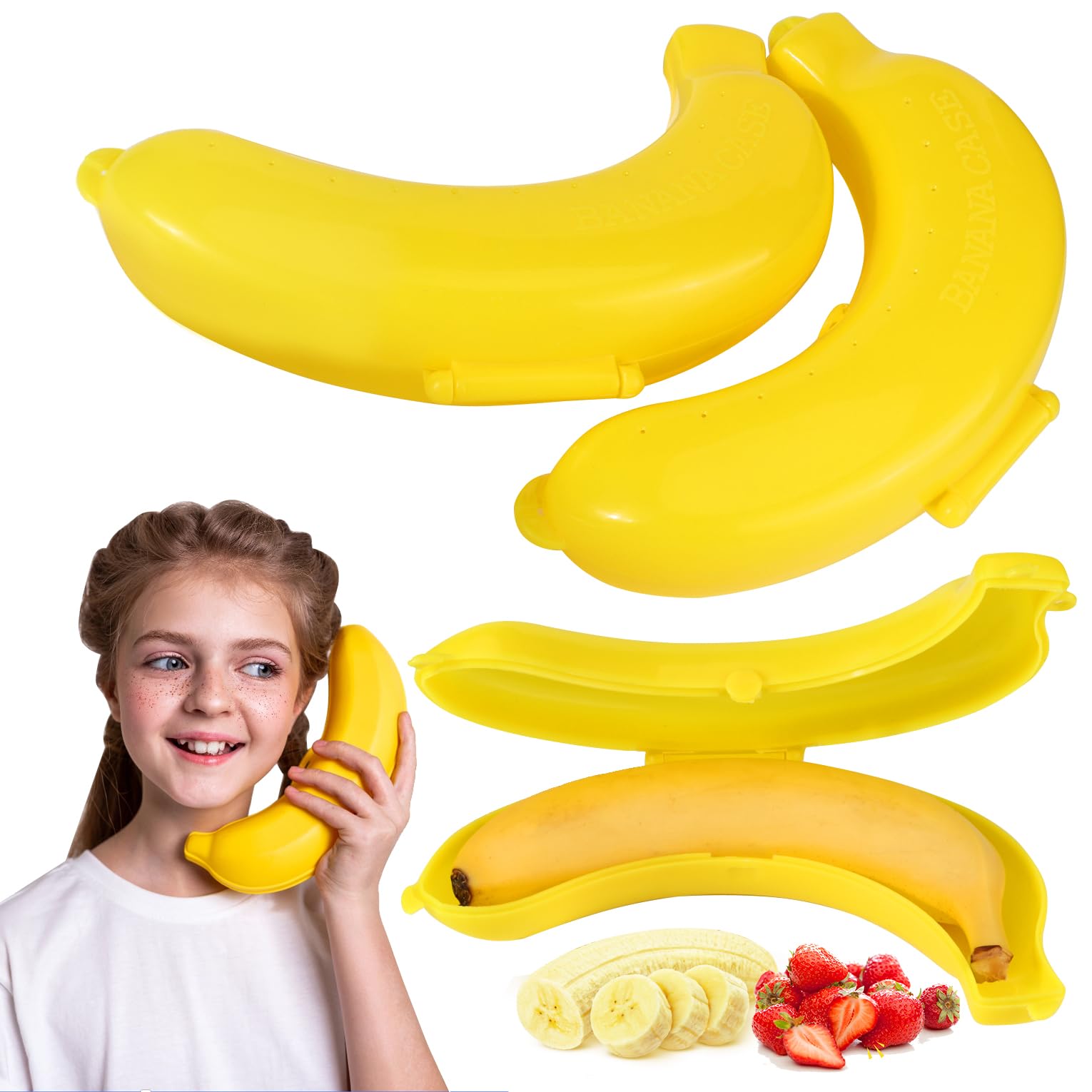 Scatola portaoggetti per banane da viaggio all'aperto Custodia protettiva carina Contenore da viaggio per pranzo Portaoggetti per frutta  15