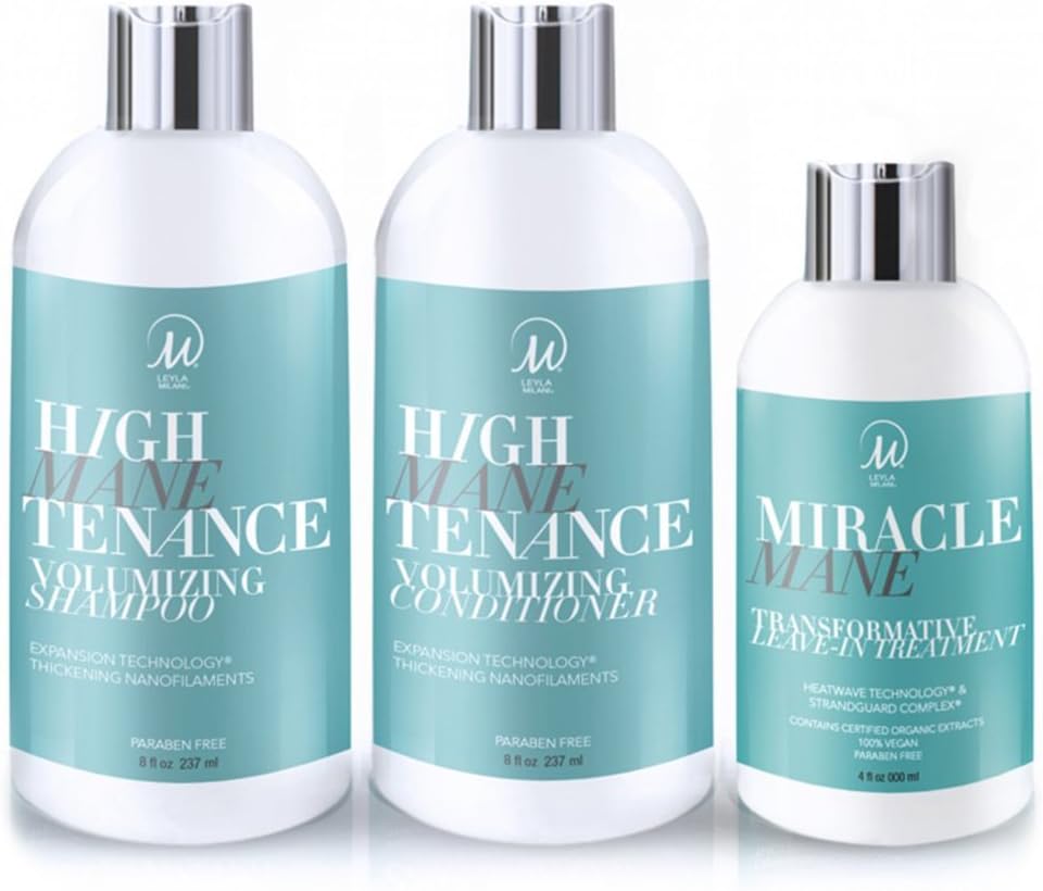Trio Set High Manetenance, Includes Shampoo, Conditioner and Miracle Mane Leave in Conditioner - Hair Care, Full Hair Treatment on the go - msrp $70