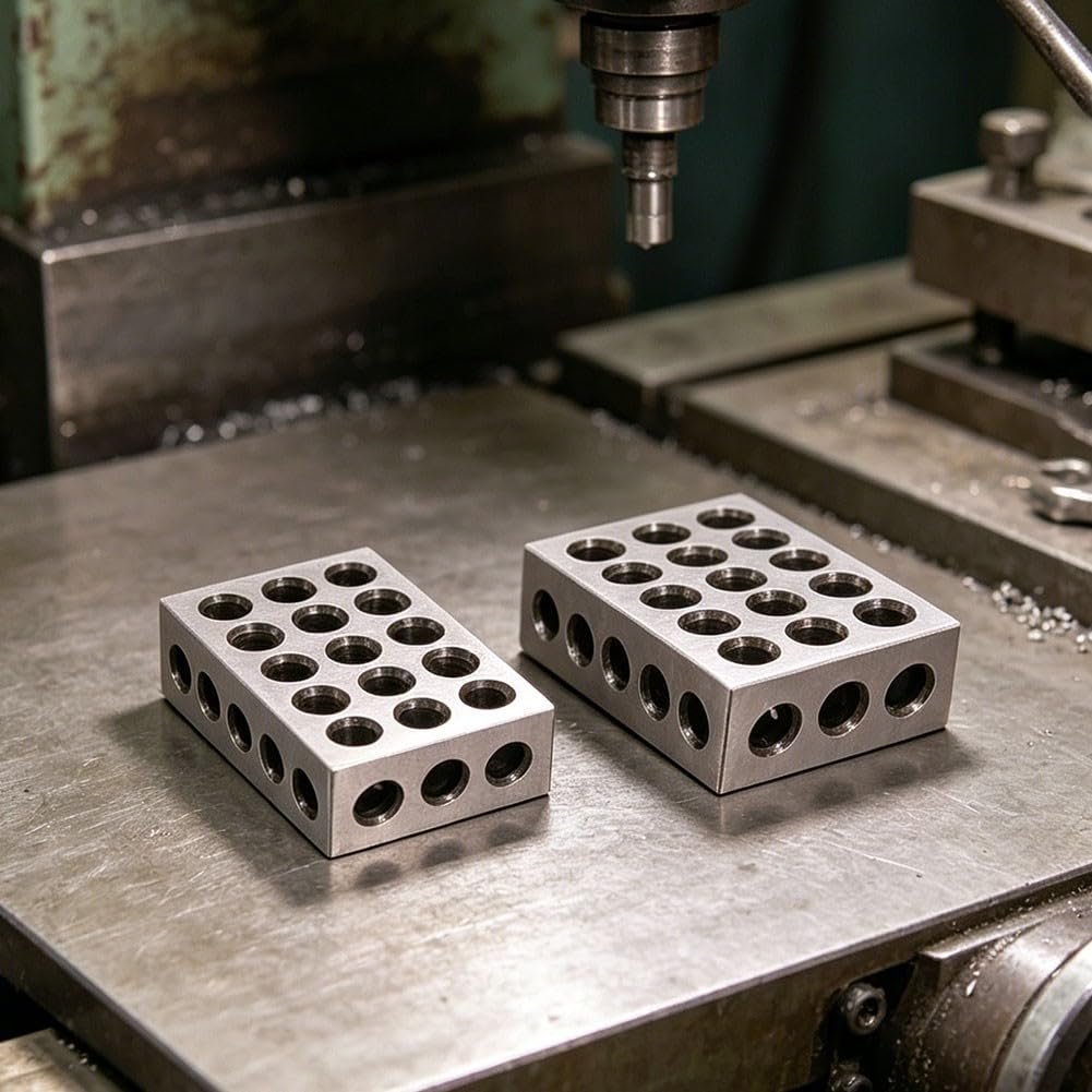 Stahl 1-2-3 Block Set 23 Bohrungen für m10 Gewinde Stahl 1-2-3