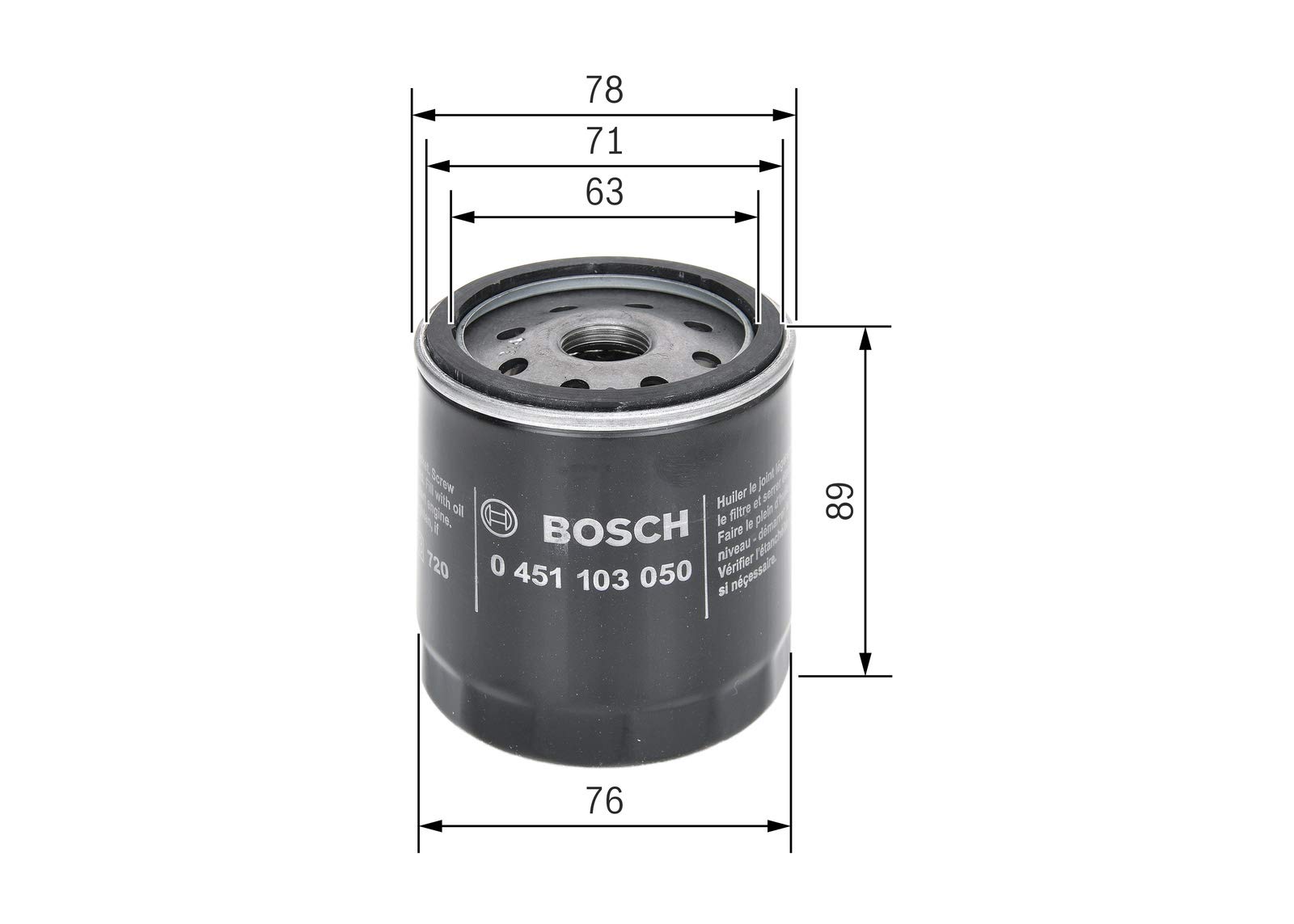 F 026 407 357 BOSCH P 7357 Filtro olio M 20 x 1,5, Filtro ad