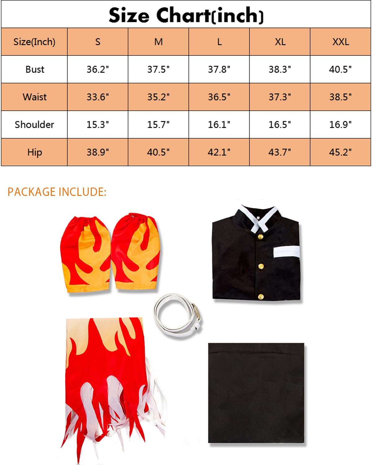 CR Rolecos Rengoku Cosplay Outfit - Adult Rengoku Costume - Kamado Halloween Uniform - XXL, Kyojuro Rengoku - Image 4