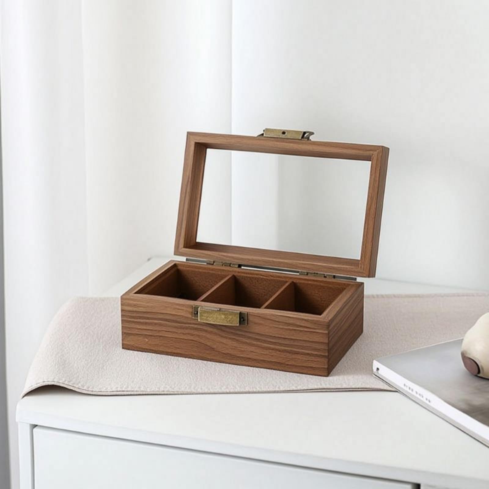 Scatola Porta Orologi Espositore Custodia Organizer Vetrina con Separati E Cuscini Morbidi Rimovibili Aspetto Caldo Protegge dalla Polvere Adatta per, 6 Orologi + 3 Occhiali