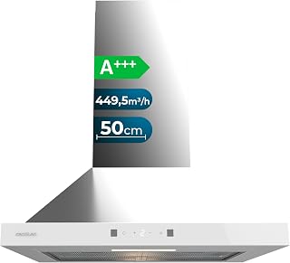 Cecotec Pyramiden-Dunstabzugshaube 50cm Bolero Flux PT 504400 Inox A++, 449,5 m³/h, Energieklasse A++, Booster mit hoher Effizienz und innovativer Technologie für moderne Küchen