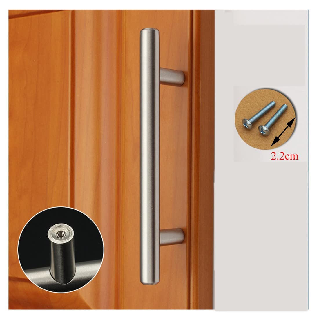 Griffe für Küchentüren, Badezimmerschrankgriffe, Schubladengriffe, Möbelgriffe, Edelstahl-Schrankgriffe, Schrank-T-Griffe for Kleiderschrank, Küche, 1 Stück (Farbe: B, Größe: 160 mm) ( Color : Hole Pi