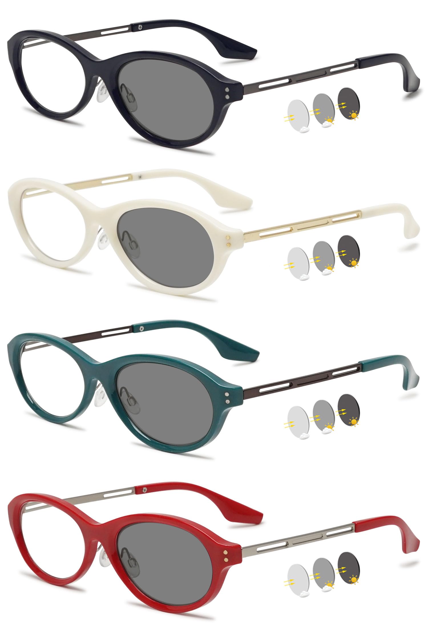 VEVESMUNDO Damen Katzenauge Selbsttönende Lesebrille Blaulichtfilter Photochrome Getönt Brillen mit Sonnenschutz