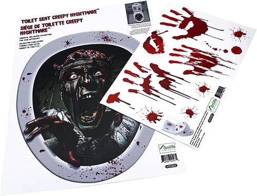 Miniatura 6 de Juego de decoración de Halloween aterradora, juego de baño, extraíble, impermeable, de terror, zombis que gritan sangrientos, calcomanía de pared