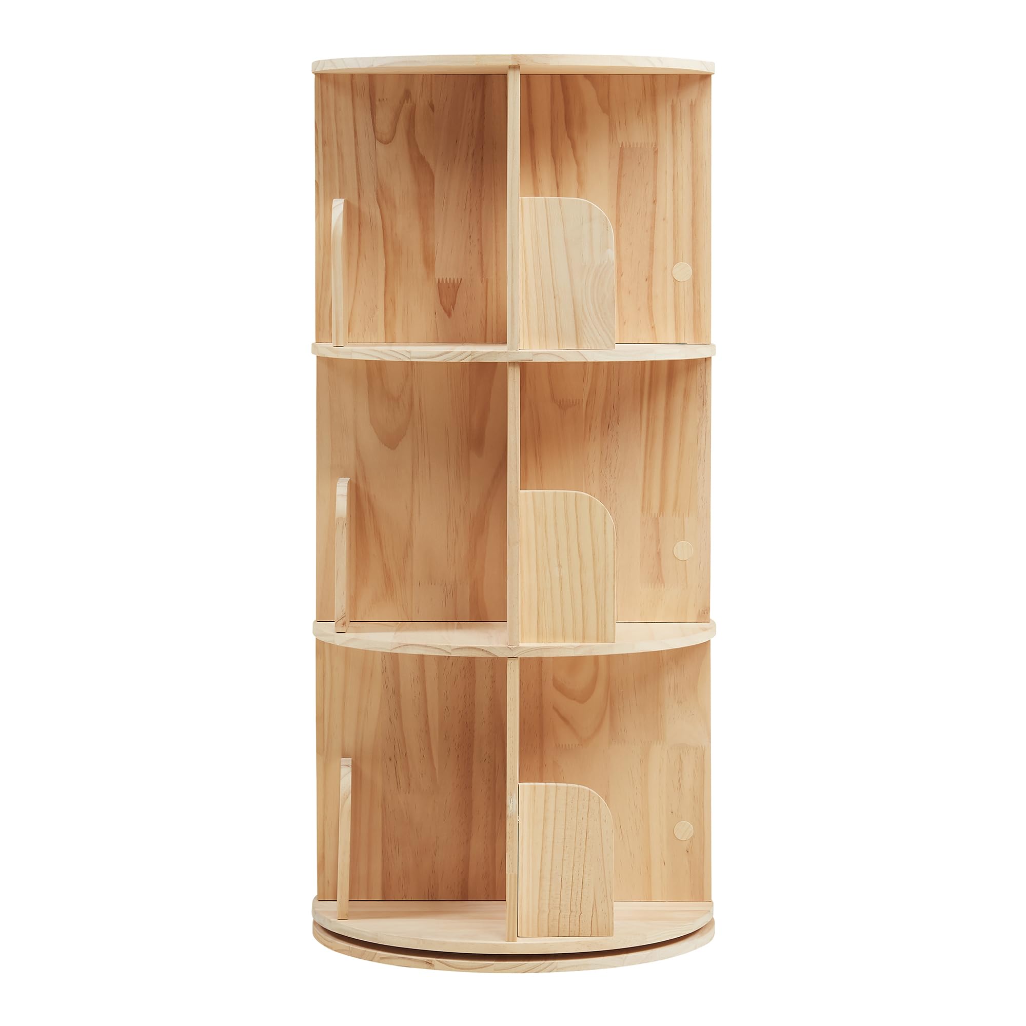[en.casa] Libreria Girevole per Cameretta a 3 Livelli con Scomparti Aperti Scaffale Rotante per Bambini Mobiletto Espositore Porta Libri in Legno di Pino 95 x Ø44 cm
