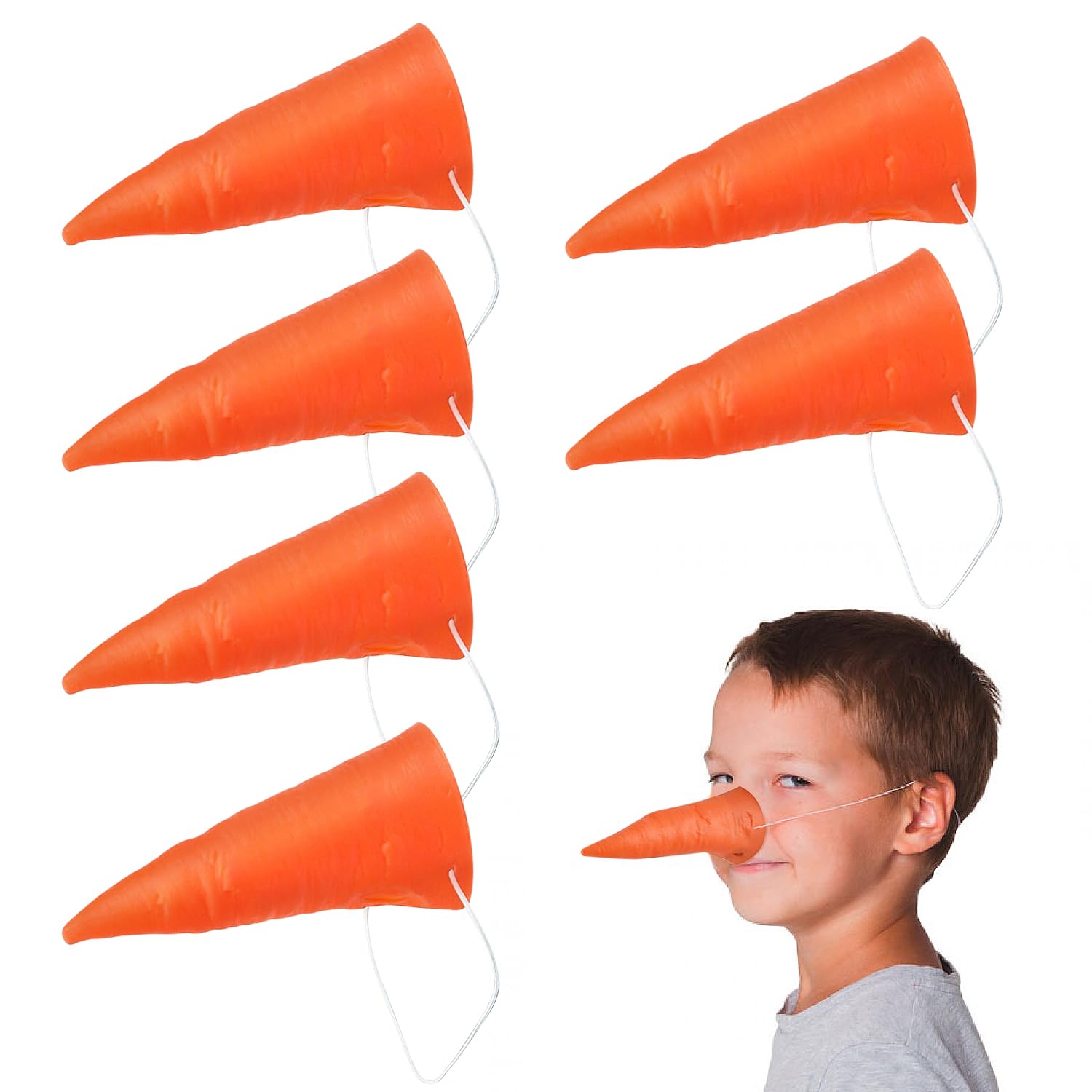 JNAWA Halloween Carrot Nose Accessory Prosthetic Nose with Elastic Band Disguise Nose for Women Men Christmas Cosplay Holiday Party Fancy Dress Costume (6)