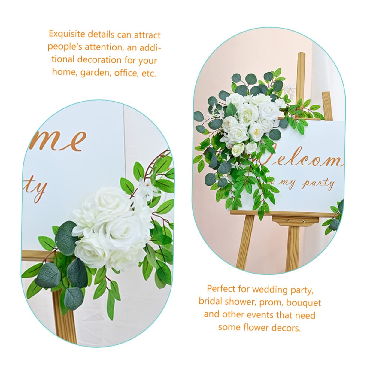 Ciieeo Blumenbogen Hochzeitsdekorationen für Empfang 1 Satz Seidenstoff | Zeremonie und Hintergrund, Künstliche Blumen mit Lebendigem Look, Langlebige Deko für Bouquet und Schild