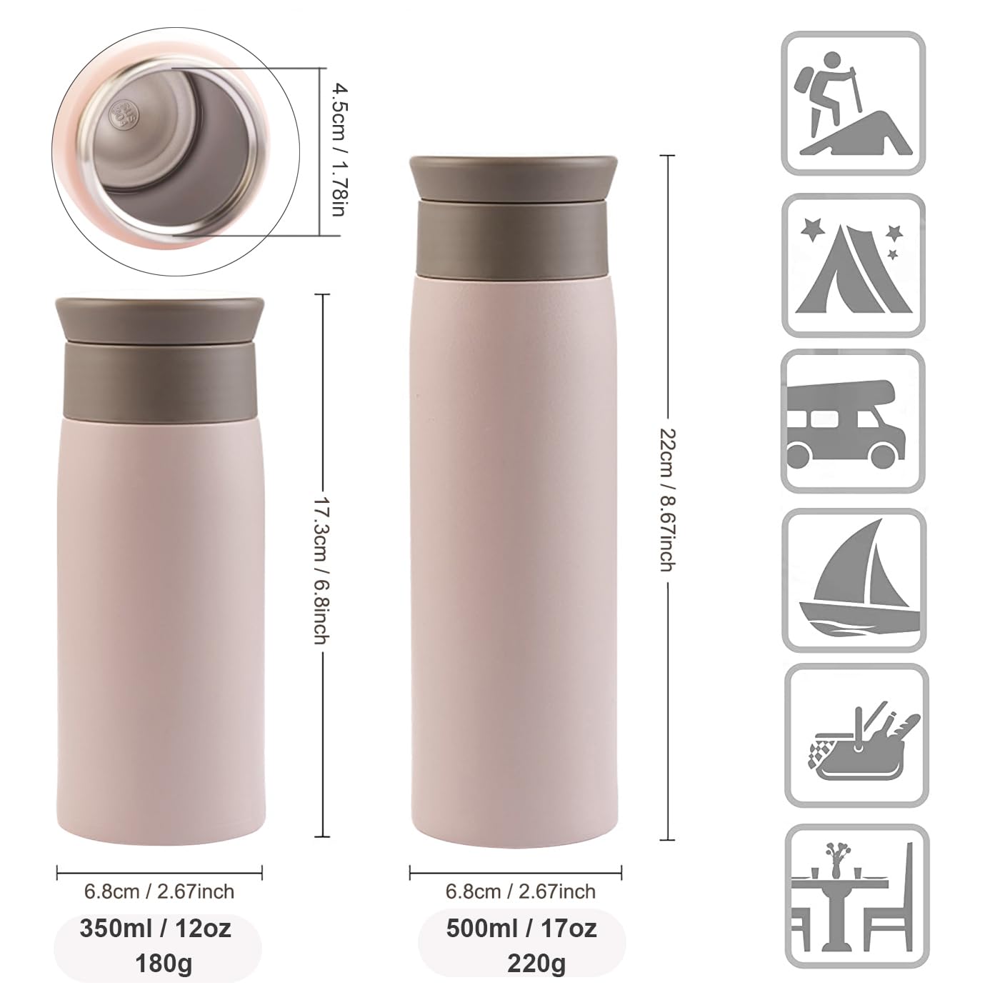 Thermal Flask for Hot Drink 350ml Coffee Cup Travel Mug, Insulated Travel Coffee Mug - Image 3