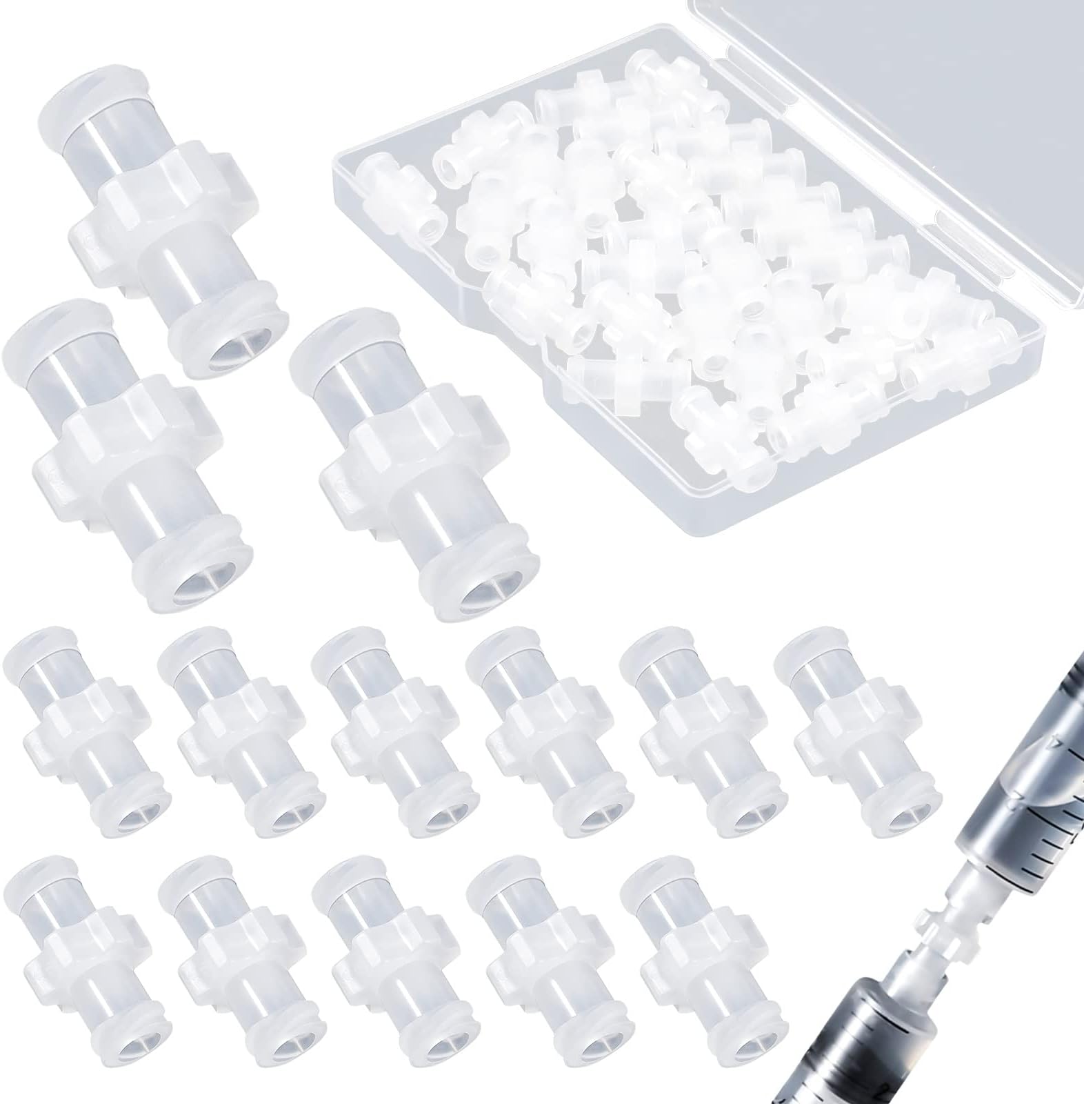 AIEX 30pcs Syringe Adapter Kit - Female Luer to Syringe Coupler Lock Connector