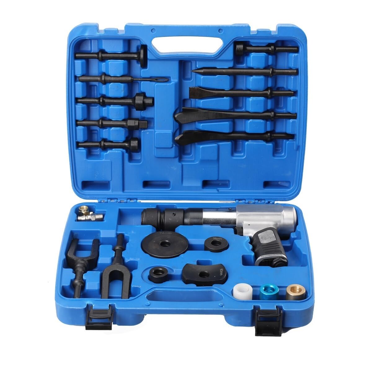 Marteau pneumatique d'ajustement mécanique avec coffret complet 19 pièces