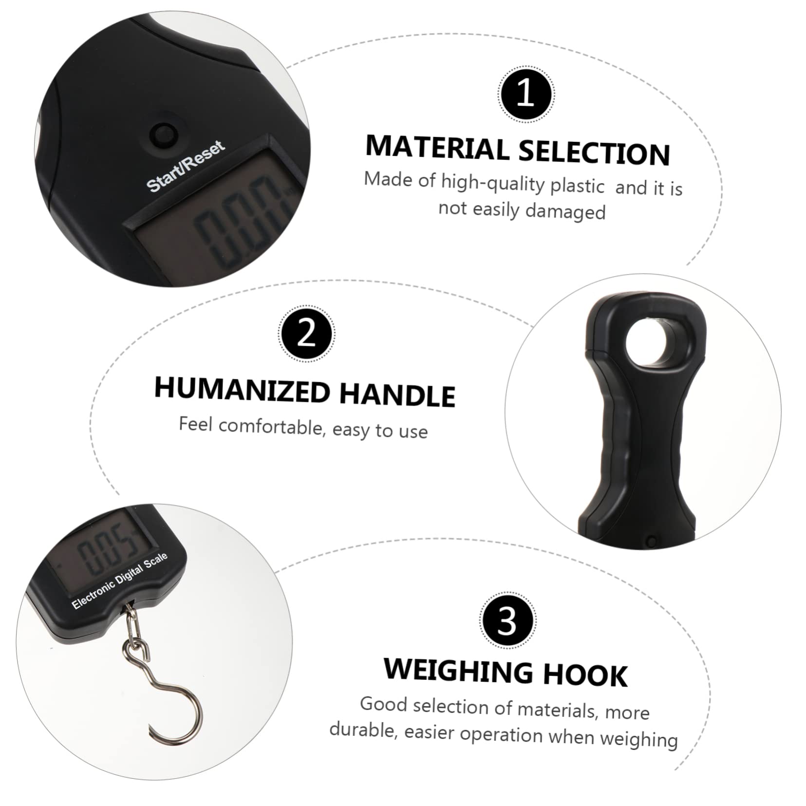Báscula Portátil de Equipaje Digital 30kg Negra de Plástico