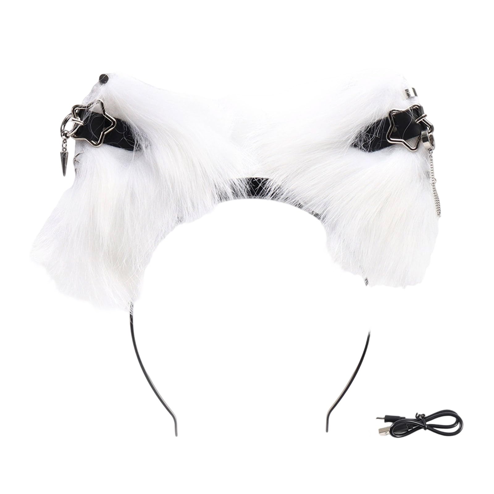 YIBOZI Plush Electric Cat Ear Headband,Rechargeable Plush Animal Ear Headpiece With Moving Usb Propelled For Parties Costuming And Participatory Play