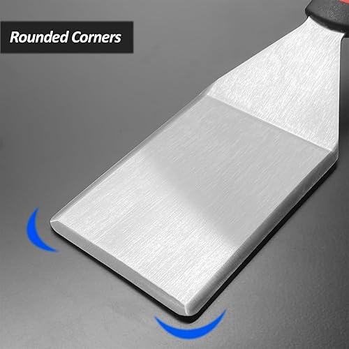 Miniatura 6 de Espátula pequeña para sartenes de hierro fundido, mango de silicona de espiga completa, resistente al calor, girador resistente de grado comercial,