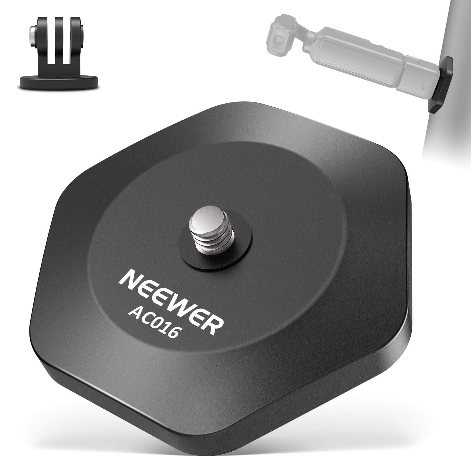 Neewer Magnetyczna podstawa montażowa do kamery kompatybilna z DJI Osmo Pocket 3 Insta360 X4/3/GO 3S/3, mocny stojak magnetyczny, szybkozłączka, podstawa ze śrubą 1/10.2 cm do kamery gimbalowej