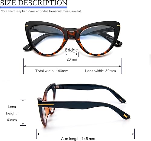 Miniatura 10 de MMOWW Oversized Square Reading Glasses Fashion Cute Blue Light Blocking Computer Readers for Women 3 Pack