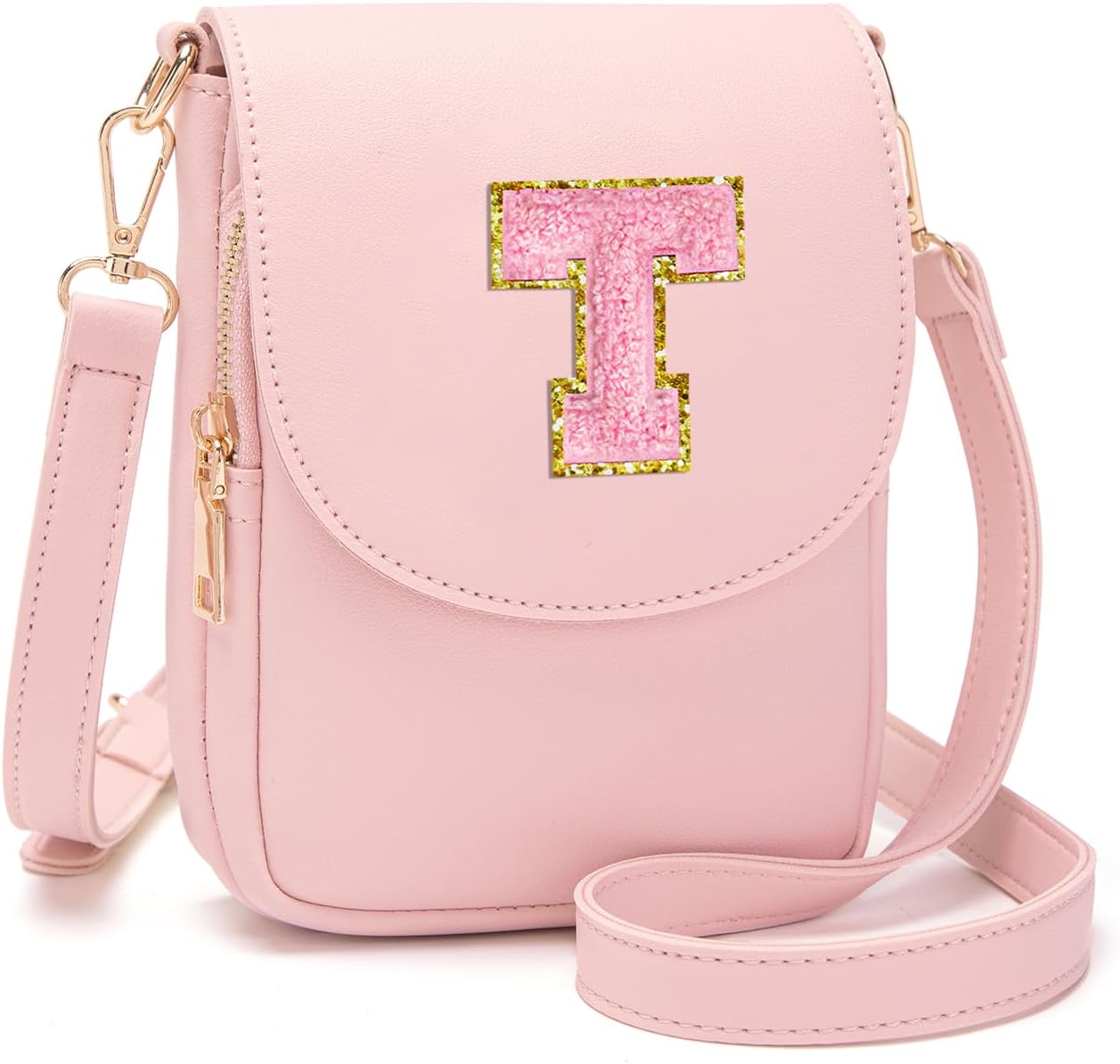 Crossbody Purse for Teen Girls Small Initial Cell Phone Toddler Purse Leather Triple Compartment Crossbody Bags