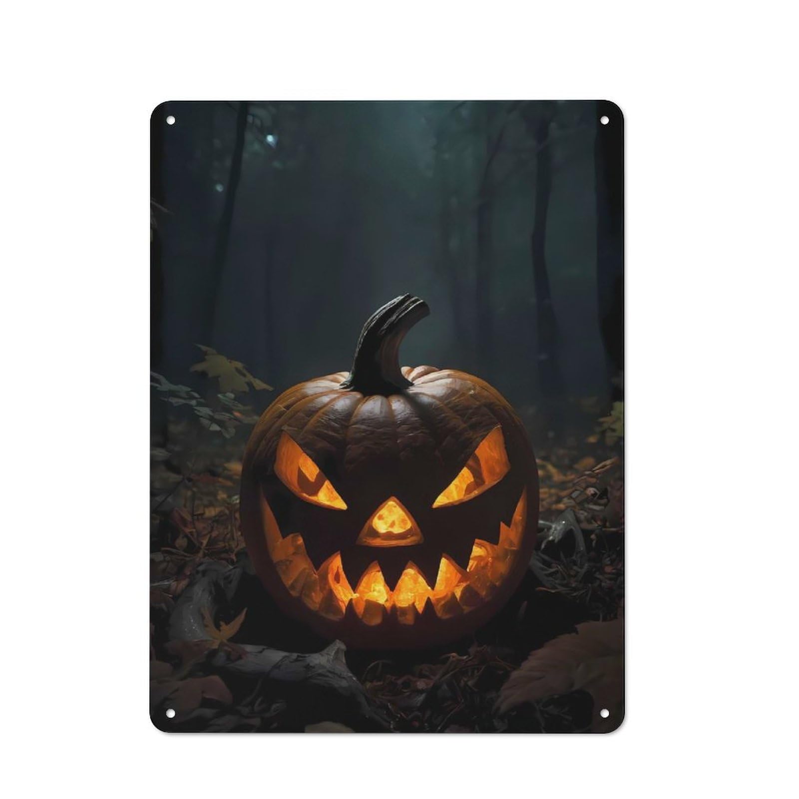 Junmoney Spooky Jack-O-Lantern Simple Retro Tin Sign 40X30cm, Office Wall Decor For Hobby Room, Office, Lounge Or Living Room