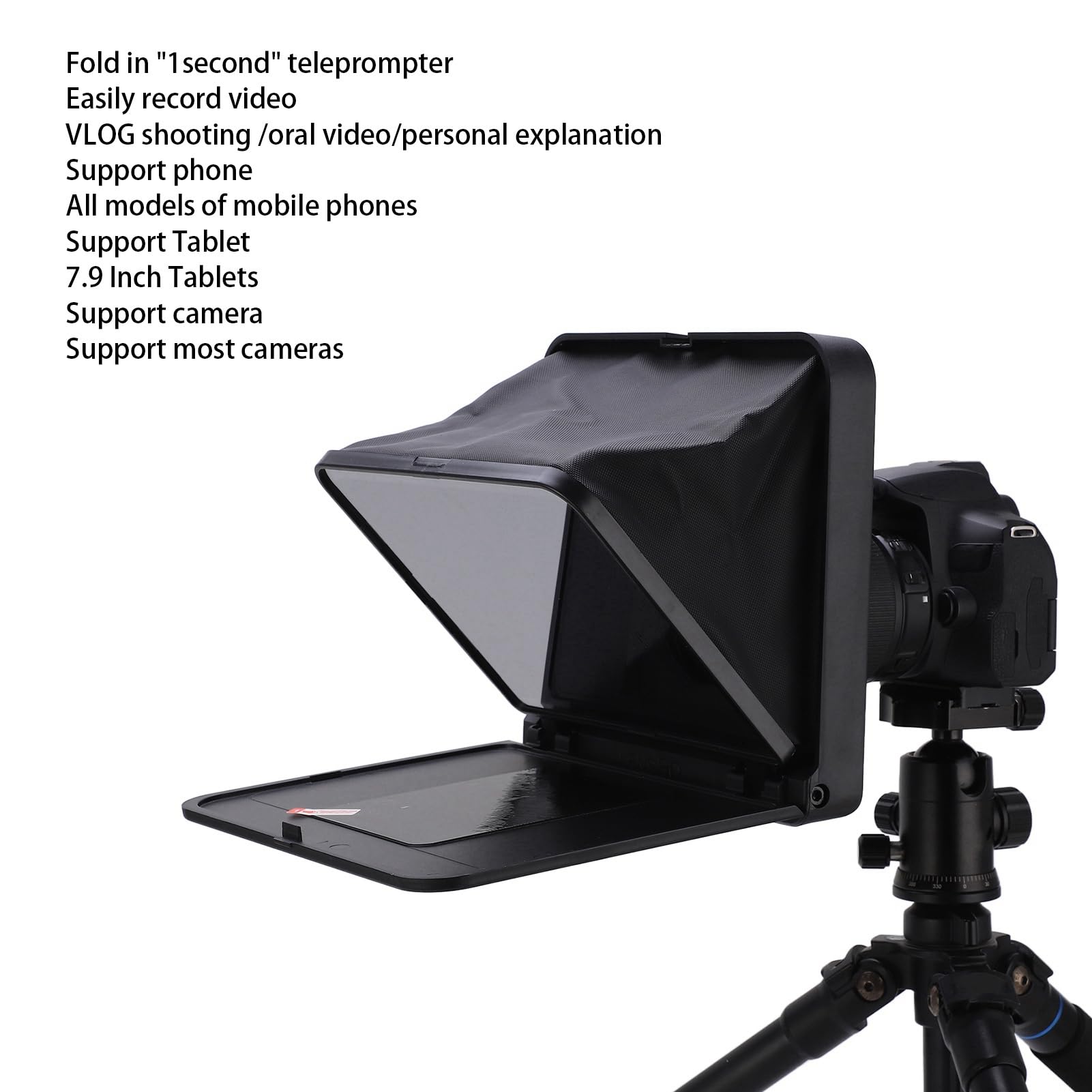Dioche Aplikacja Przenośna Składana Przenośny Teleprompter TC7 z Pilotem do Smartfonów Tablety i Lustrzanki - Składana Konstrukcja Ułatwiająca Transport i Użytkowanie