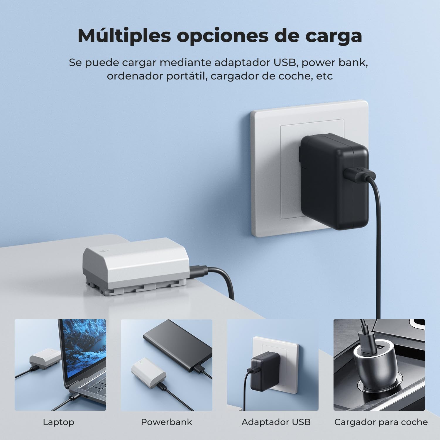 K&F CONCEPT NP-FZ100 2X2600mAh Batería Compatible con Sony A7iii, A7iv, fx3, fx30, A6700, A7R, A9, A6600, A7Riii, A7Riv, A7R3, A7C, ZV-E1, ZV-E10ii y más, Conector de Carga Rápida Directa Type C