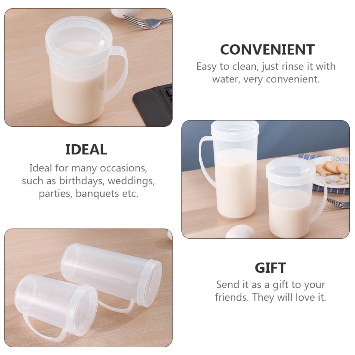 ABOOFAN 6 Pz tazza tazze graduate brocca di miscelazione in plastica contenitori caffettiera brocca di caffè brocca con bilancia maneggiare contenitore Forno a microonde Riutilizzabile