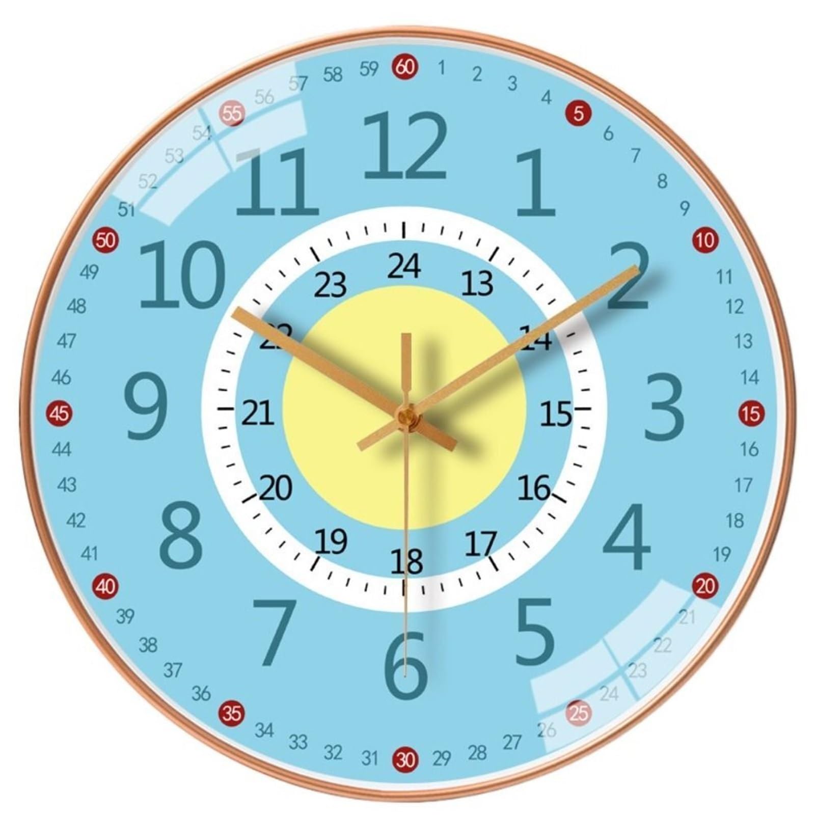DJSKLDF Wall clock Wall Decor Silent Clock Punch-free Modern Learning Cartoon Simple Electronic Color Children's Room(G)