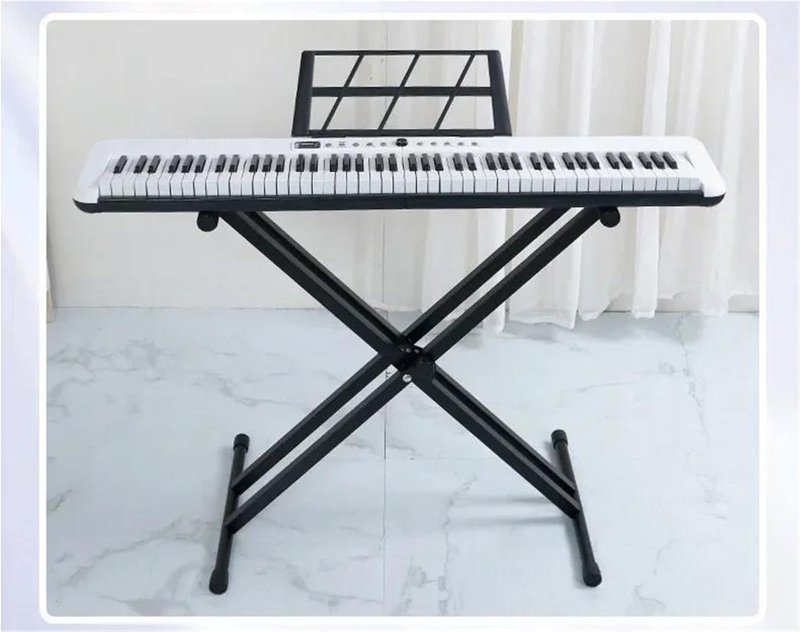 Tastiera Elettronica Professionale Organo Elettronico Professionale A 88 Tasti Pianoforte Elettronico Portatile Tastiera Musicale Per Principianti Adulti(White,Set2)