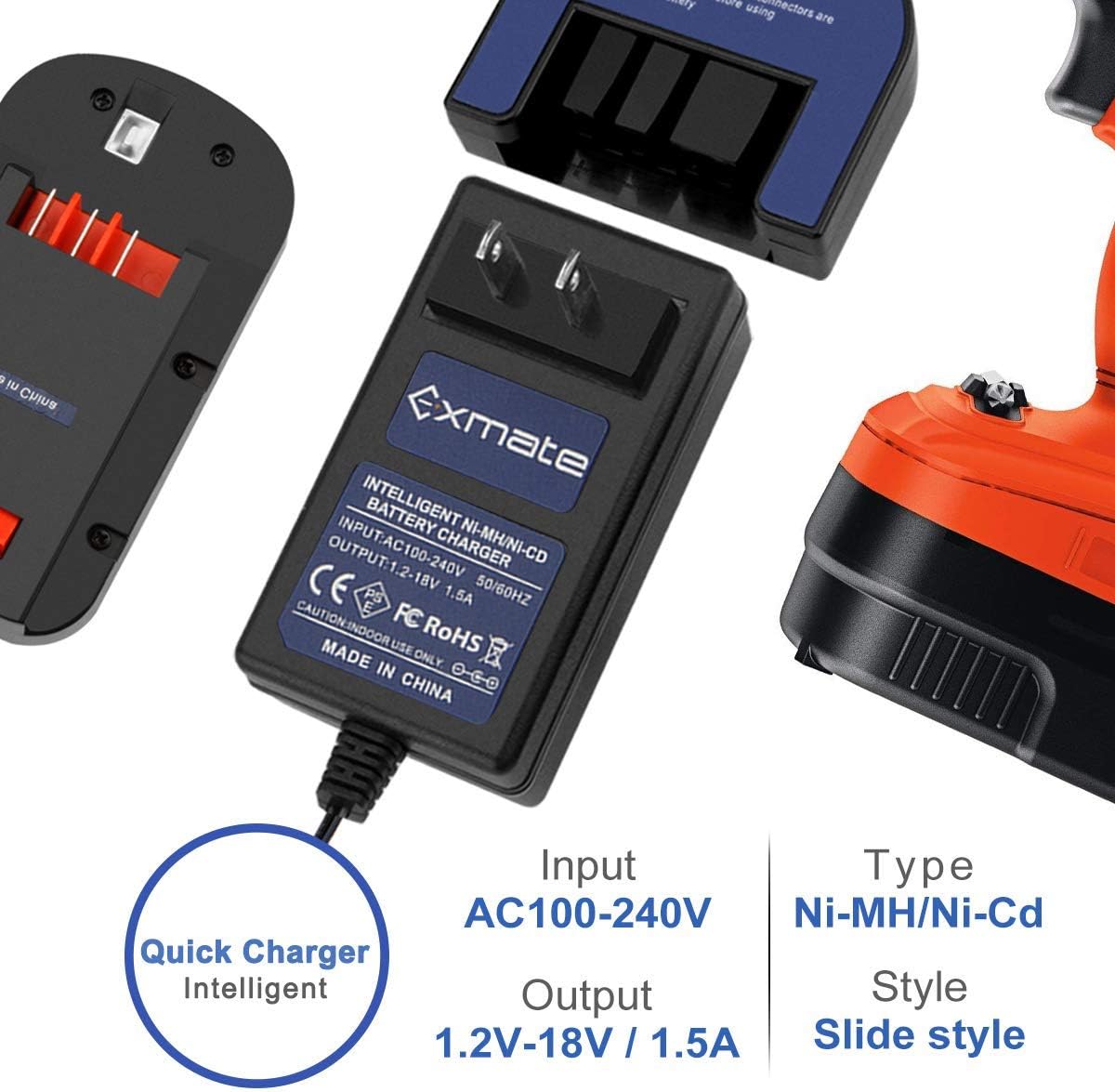 Exmate 2Pack 3.5Ah 18V Ni-MH Battery with 1.2V-18V Ni-MH/Ni-Cd Charger Compatible with Black and Decker HPB18 HPB18-OPE HPB18-OPE2 FSB18 A18 244760-00 A1718 FS18FL FSB18 Firestorm Cordless Power Tools
