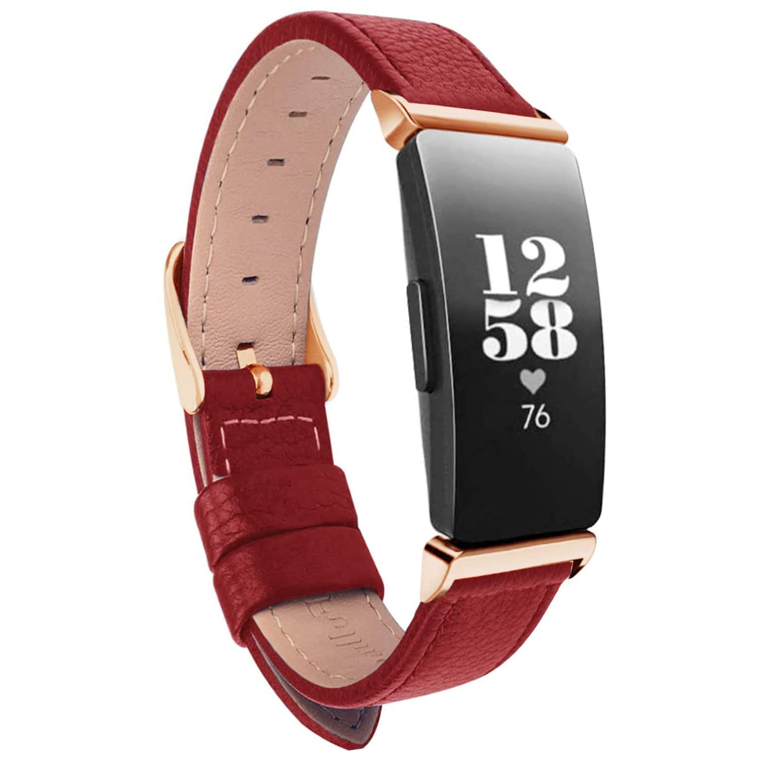 Bands Compatible with Inspire HR & Inspire & Inspire 2 Women Men, Leather Accessories Strap Wrist Band Compatible with Inspire 2/ Inspire/Inspire HR(Red)-image-24