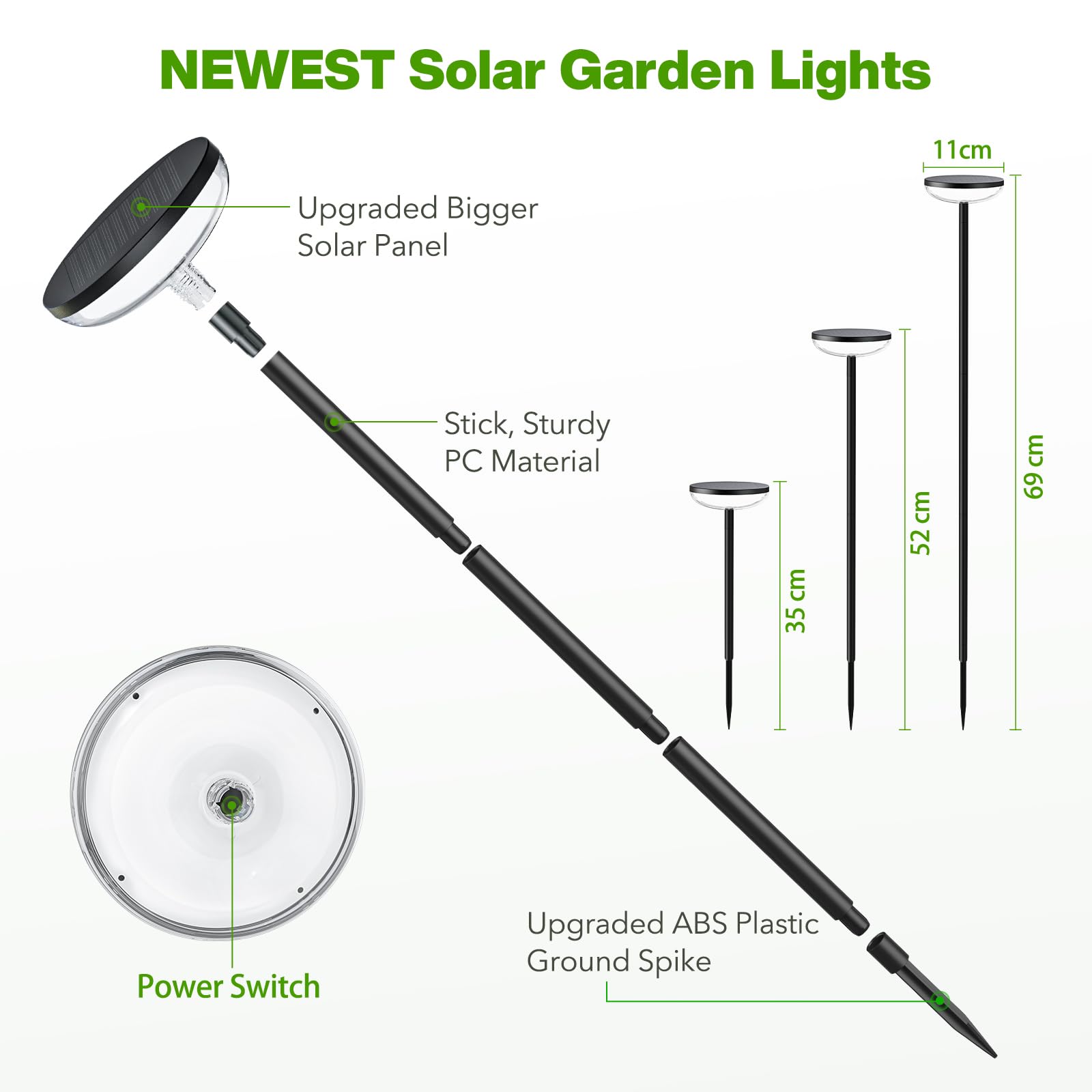 GEARLITE Solarlampen Außen Garten 4 Stück Warmweiß 1000 mAh Batterie 34 Lumen IP65 Wasserdicht