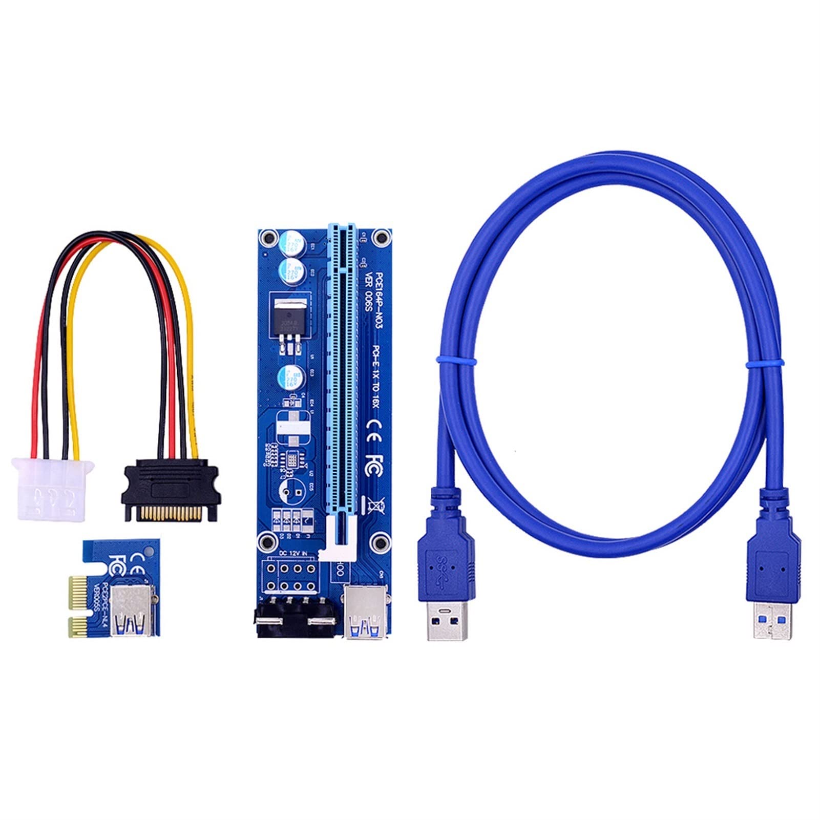 VER006S Lot de 100 rallonges PCI-E 1X vers 16X pour carte Riser PCIE 100 cm 60 cm 30 cm USB 3.0 SATA vers 4 broches pour GPU (1 m)