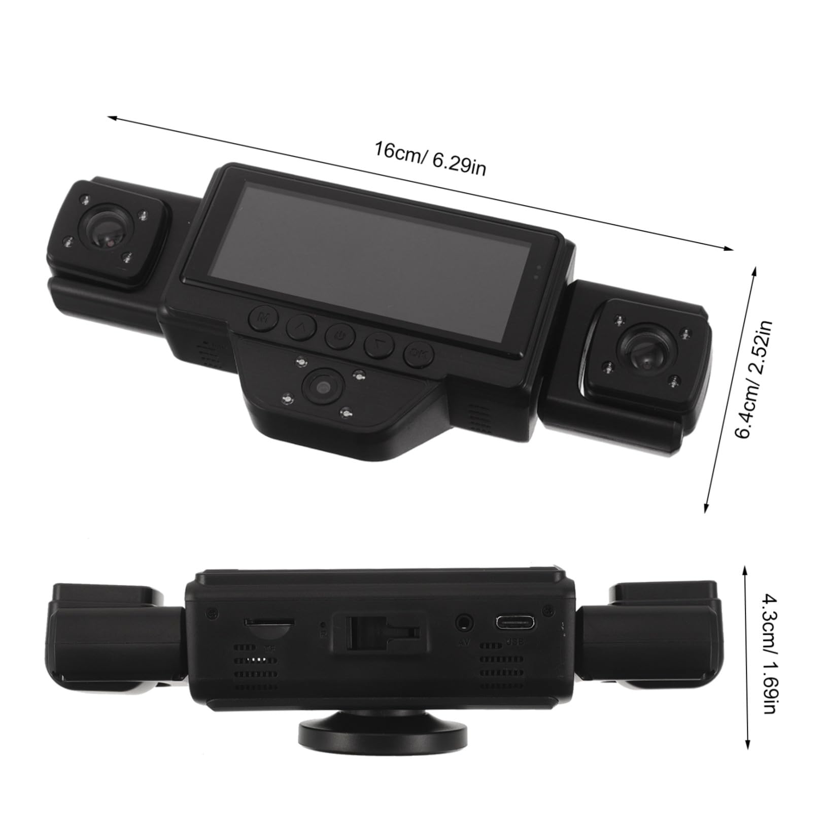 POPETPOP Videoregistratore Auto a Cinque Vie con Wifi e Visione Notturna | Copertura Completa a Grande Angolo, Resiste a Temperature Estreme, per Auto, Viaggio su Strada, Nero Abs
