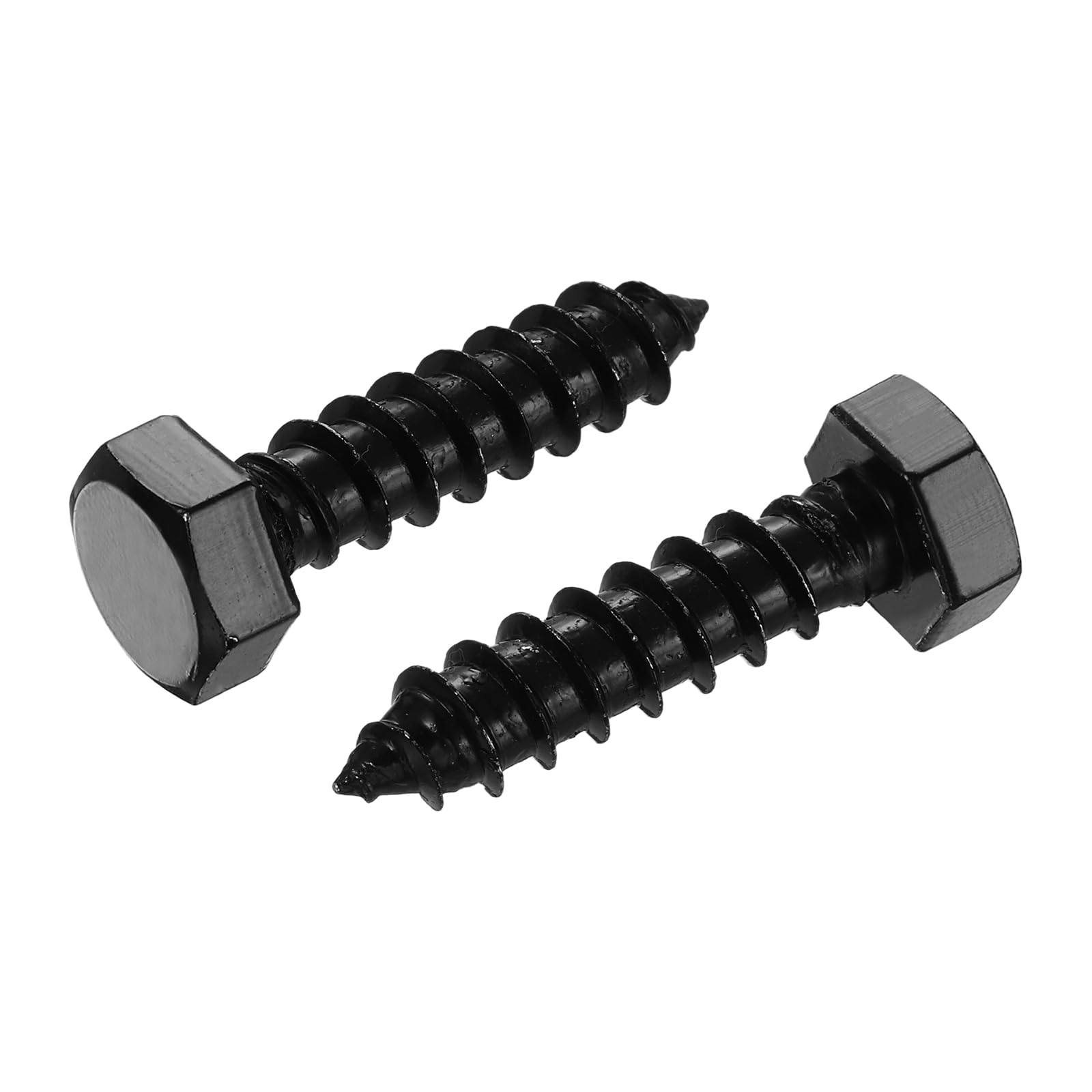 sourcing map 3/8" x 1-1/2" Hex Head Lag Screws Bolts, 20 Pcs 304 Stainless Steel Hexagon Head Lag Bolt Wood Screws, Full Thread, Black Zinc Plating