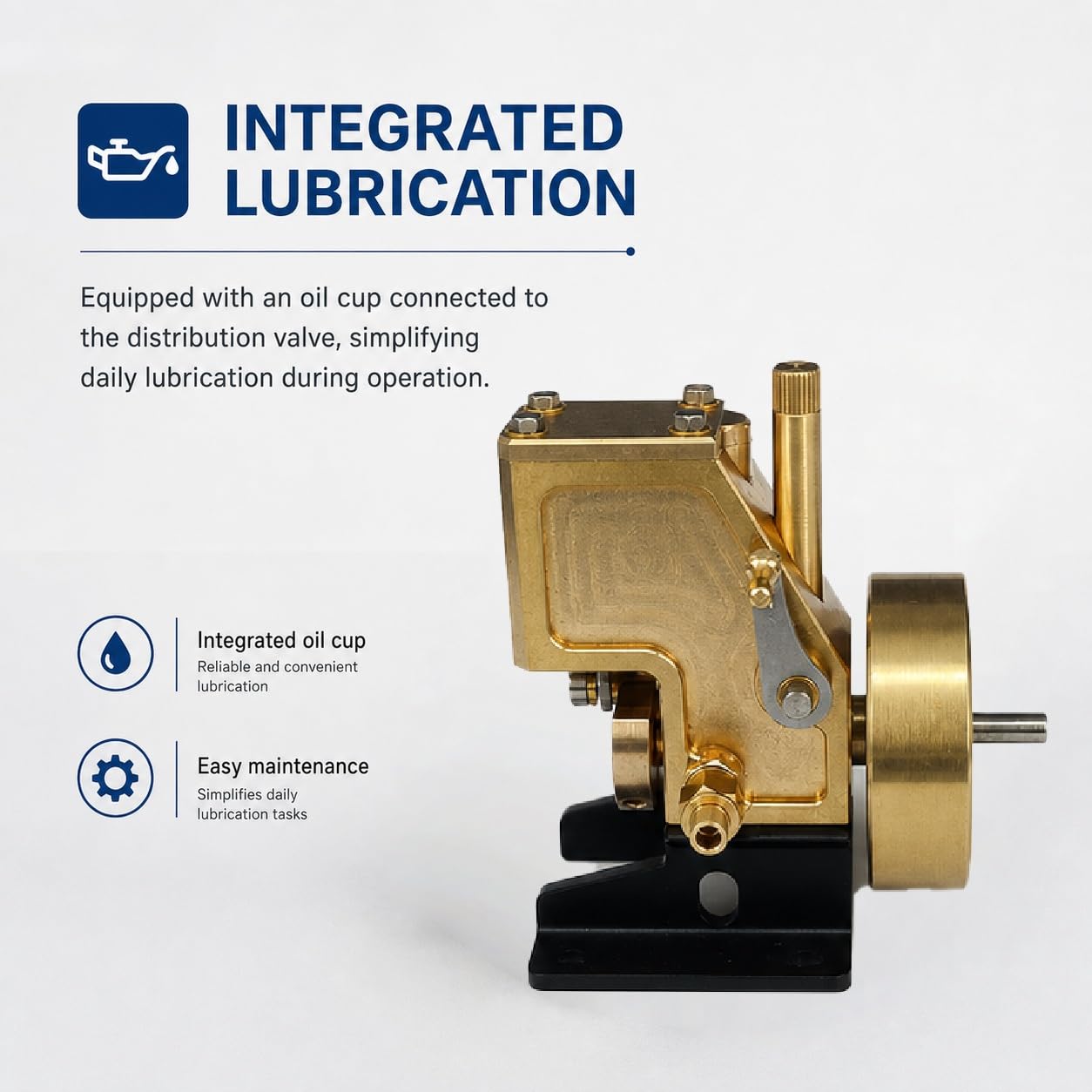 Modelo Motor Vapor Monocilindro, Válvula Manual De Vapor | Mini Motor Vapor De Latón, Estructura Mecanizada Con Precisión, Ensamblaje De Latón, Para Exhibición Y Demostración